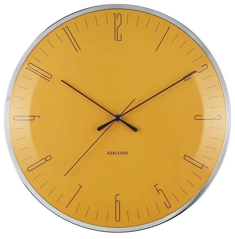 Nástenné hodiny Dragonfly Dome Glass žltá ø 40 cm x 4 cm