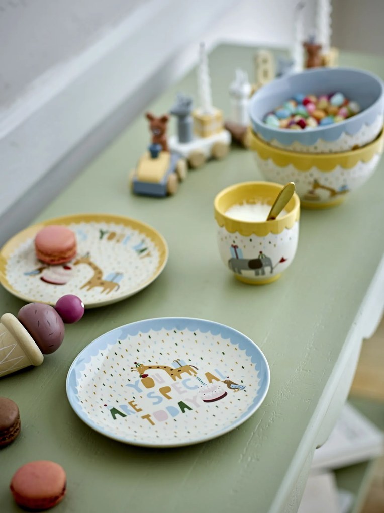 Bloomingville Celebrate Mini detská miska z kameniny žltá krémová 13,5 cm