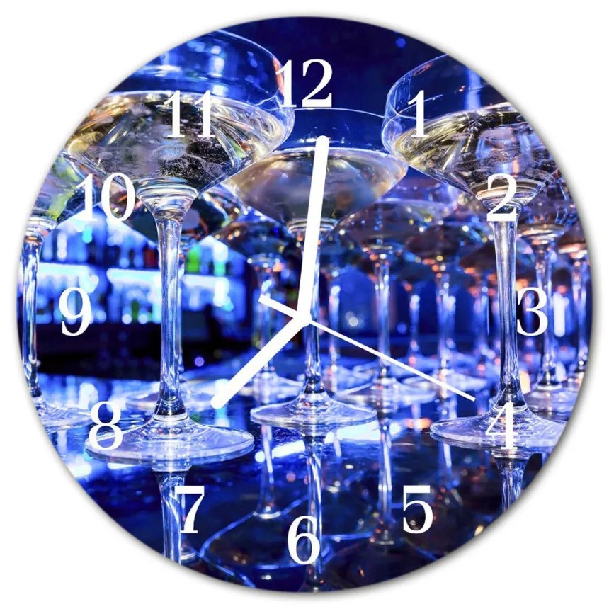 Nástenné sklenené hodiny Sklenená lampa fi 30 cm
