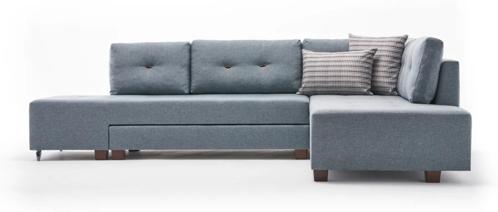 Rohová rozkladacia pohovka Manama svetlomodrá pravá