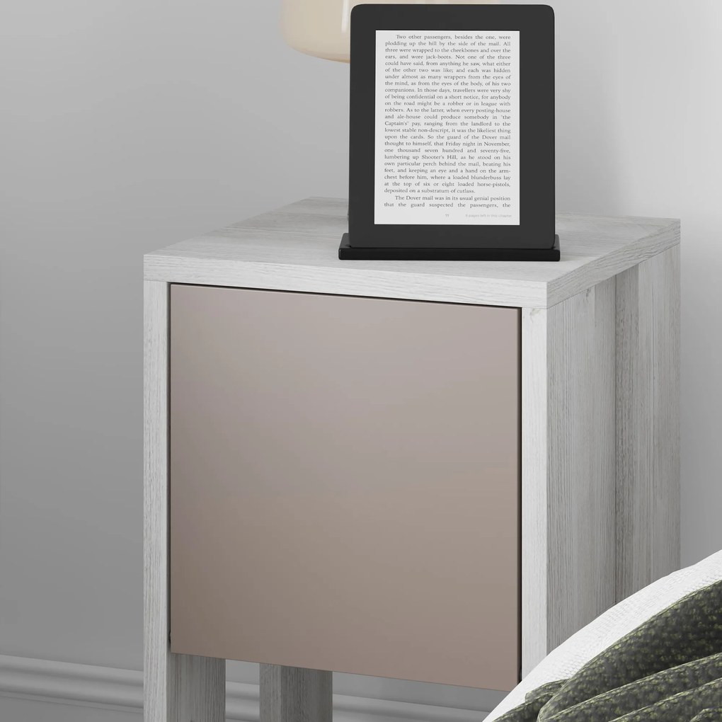 Nočný stolík Houseland EMA starobylá biela/mocha