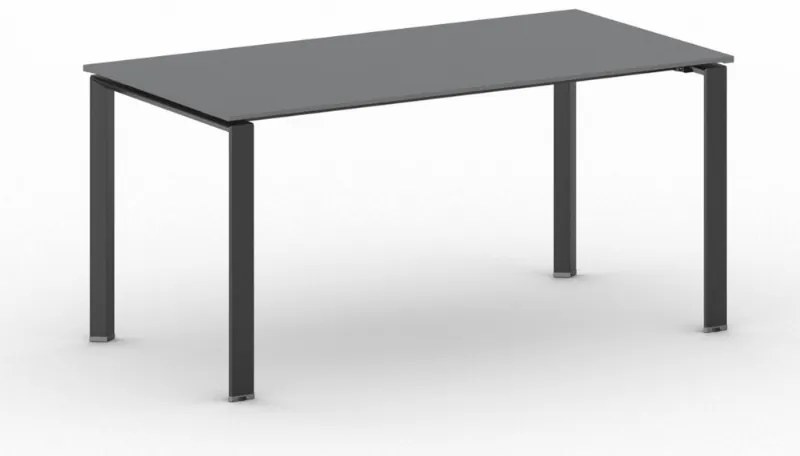 Rokovací kancelársky stôl PRIMO INFINITY, 160x80 cm, čierna podnož, grafit