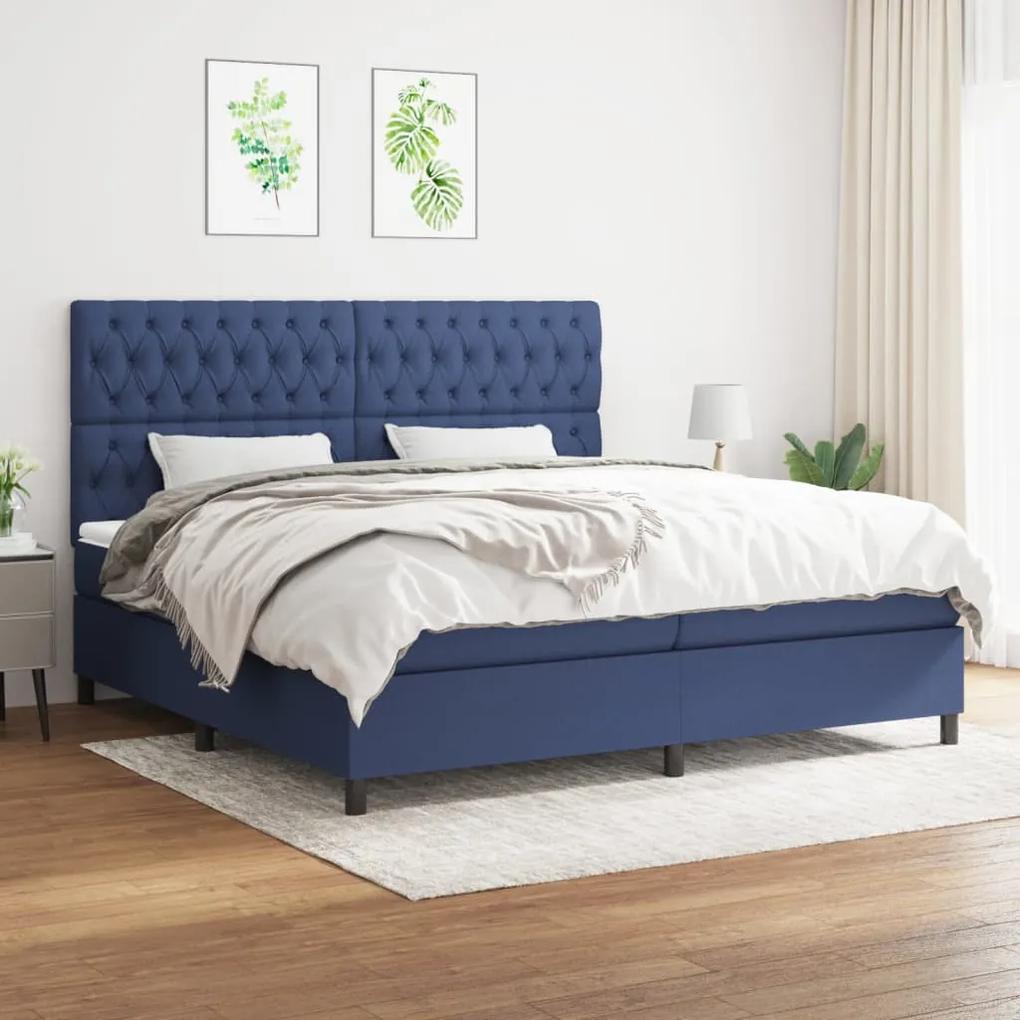 Boxspring posteľ s matracom modrá 200x200 cm látka 3142047