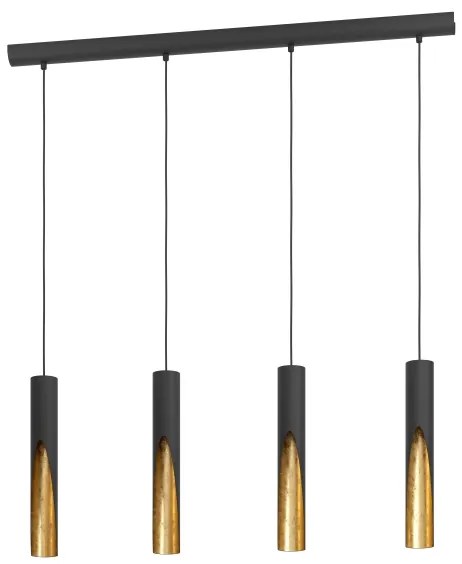 Eglo 900873 - LED Luster na lanku BARBOTTO 4xGU10/4,5W/230V čierna/zlatá