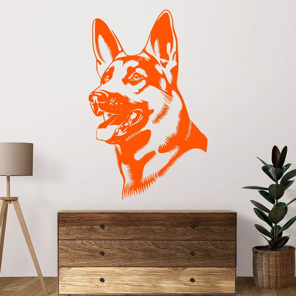 Veselá Stena Samolepka Nemecký ovčiak Farba: růžová, Veľkosť: 80 x 50 cm
