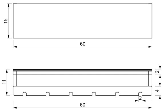 Nástenný vešiak na uteráky s poličkou 10x60 cm biela