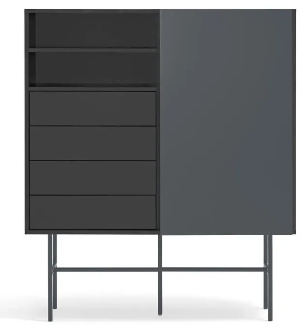 Čierno-antracitová vysoká komoda s posuvnými dverami 120x140 cm Nube – Teulat