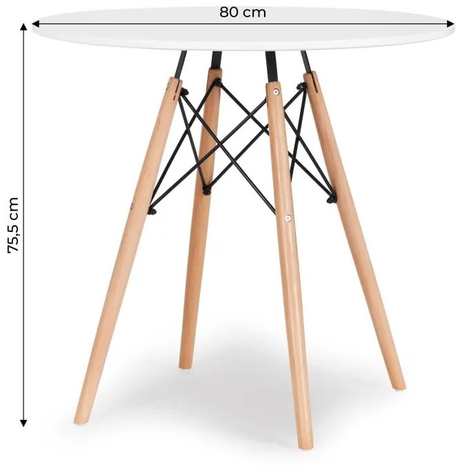 Elegantný okrúhly drevený stolík - 80 cm