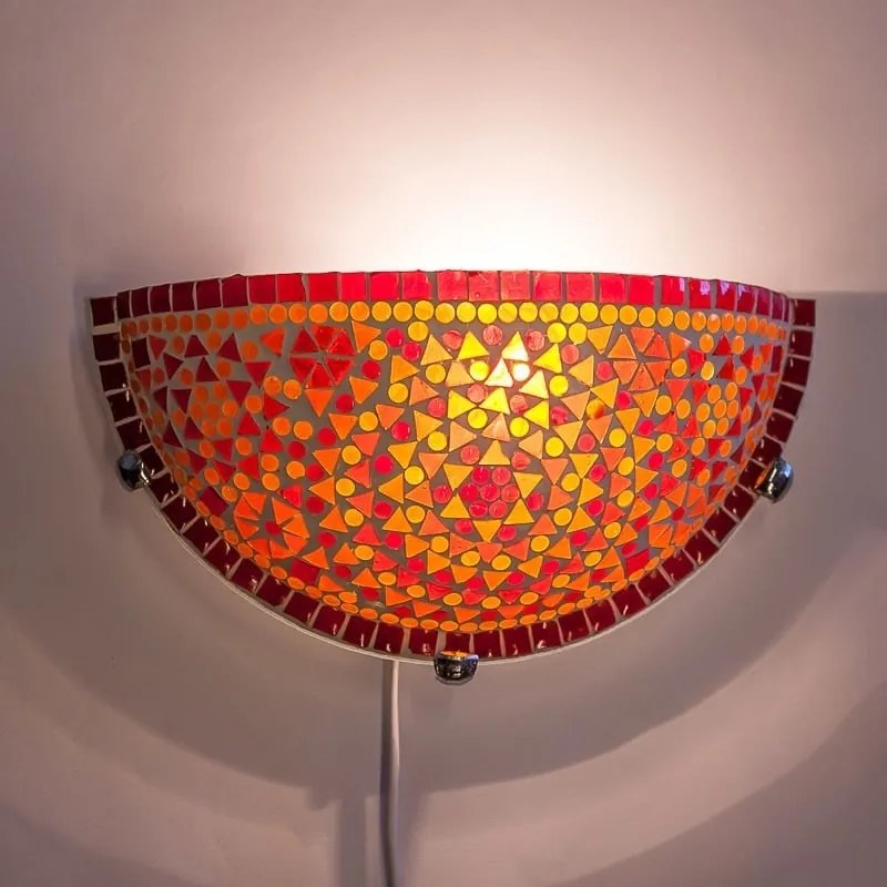Turecká nástenná lampa s vypínačom Moon mozaika FIRE 30*17