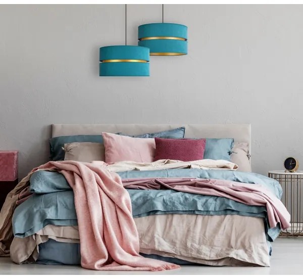 Duolla - Luster na lanku DUO 1xE27/15W/230V pr. 40 cm tyrkysová/zlatá