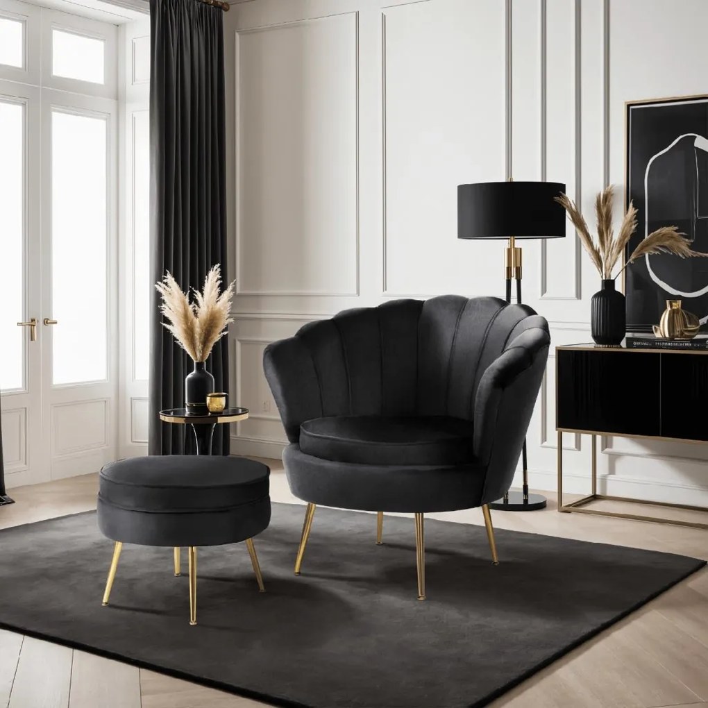 PROXIMA.store - Elegantné čalúnené kreslo GRAND FARBA: čierna