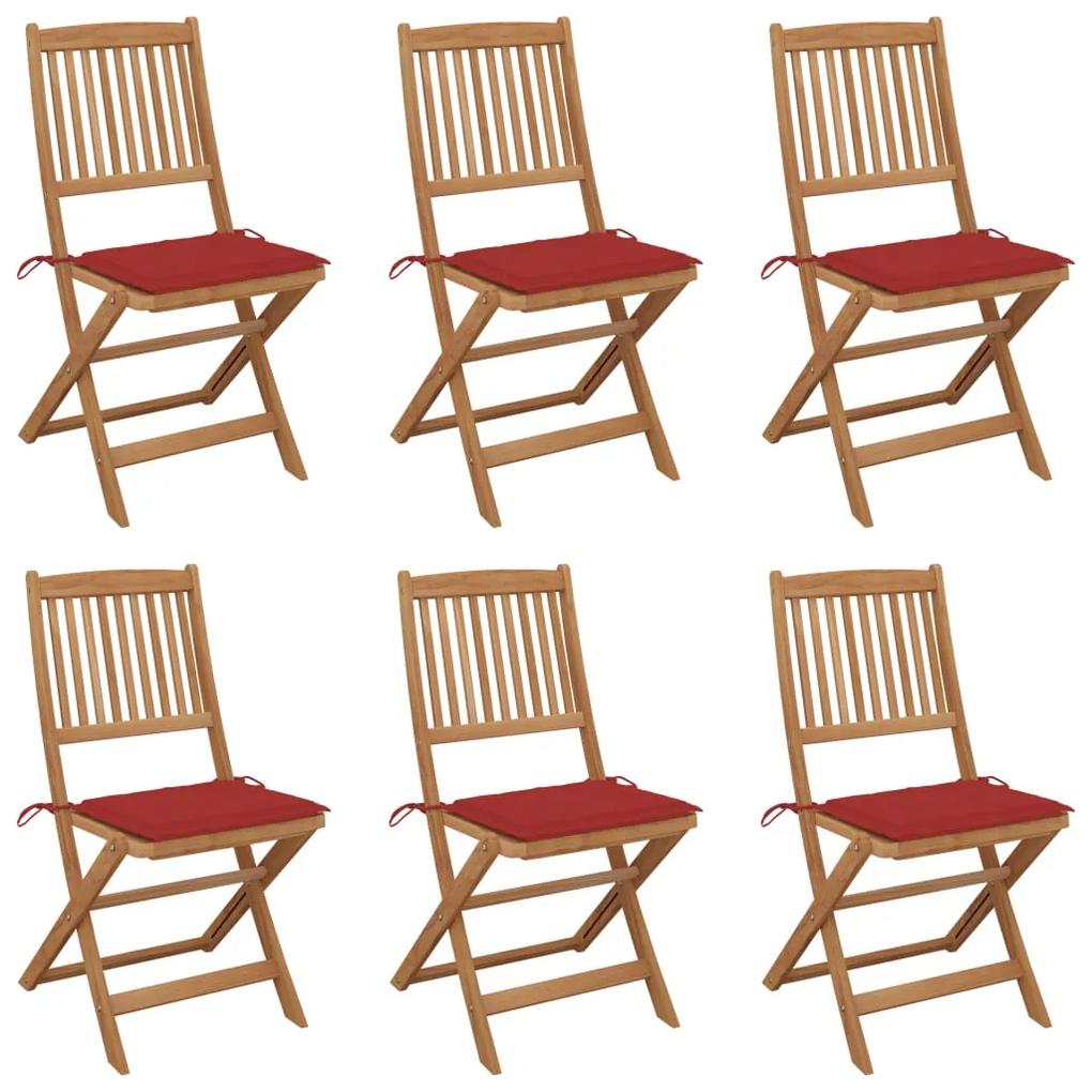 Skladacie záhradné stoličky s podložkami 6 ks akáciový masív 3065494