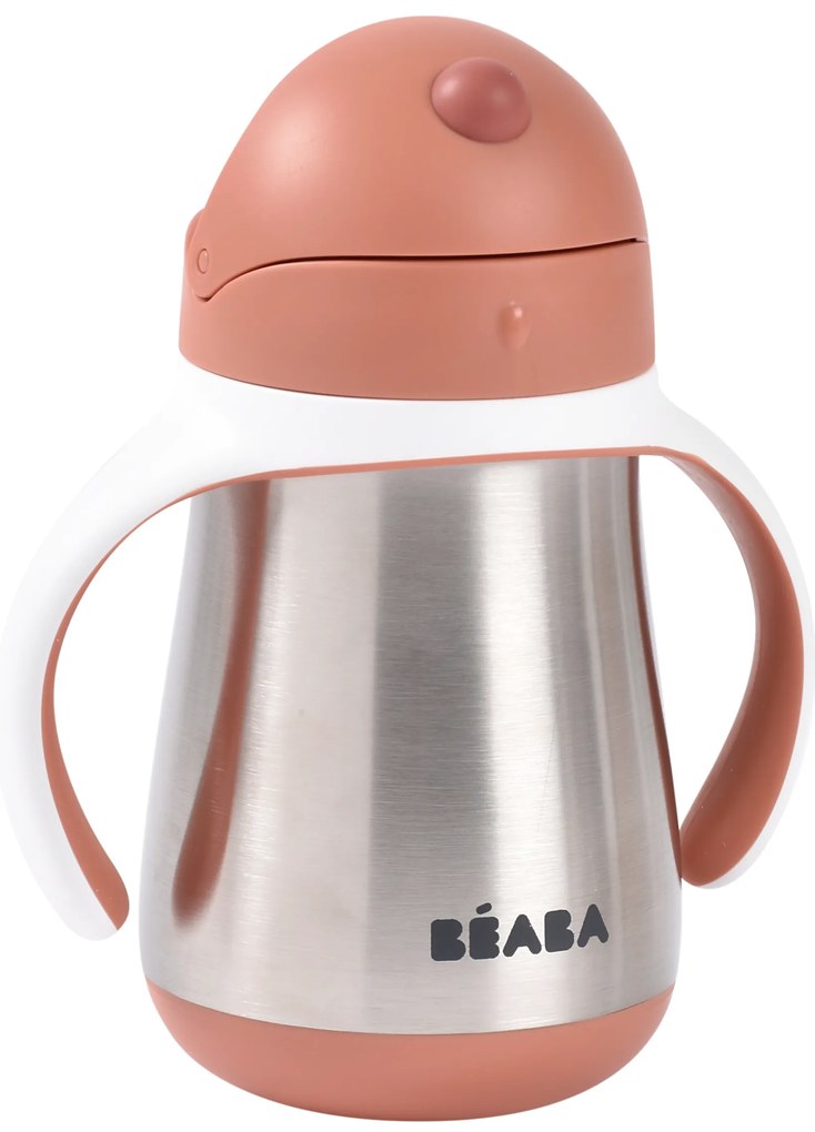 Hrnček termoizolačný so slamkou nerez 250ml Terracotta