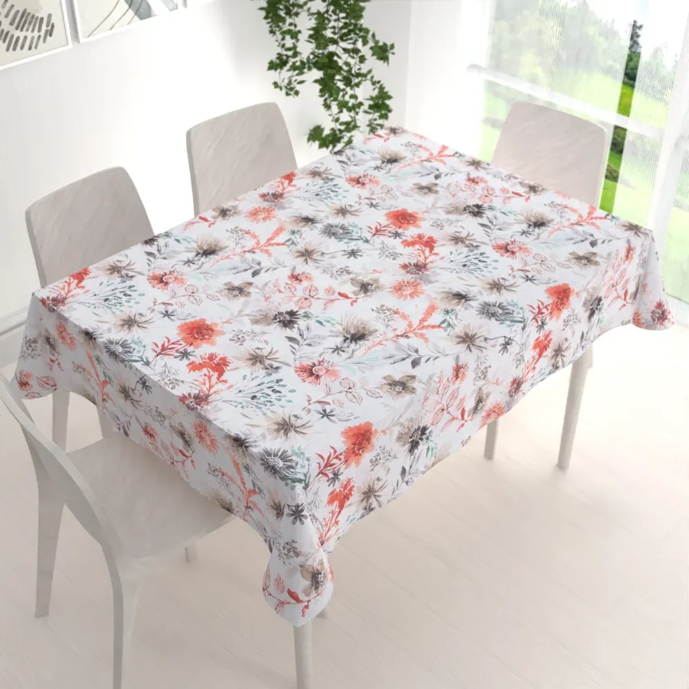 Biante Dekoračný obdĺžnikový obrus Leona LN-139 Červené a hnedé akvarelové kvety 120x200 cm