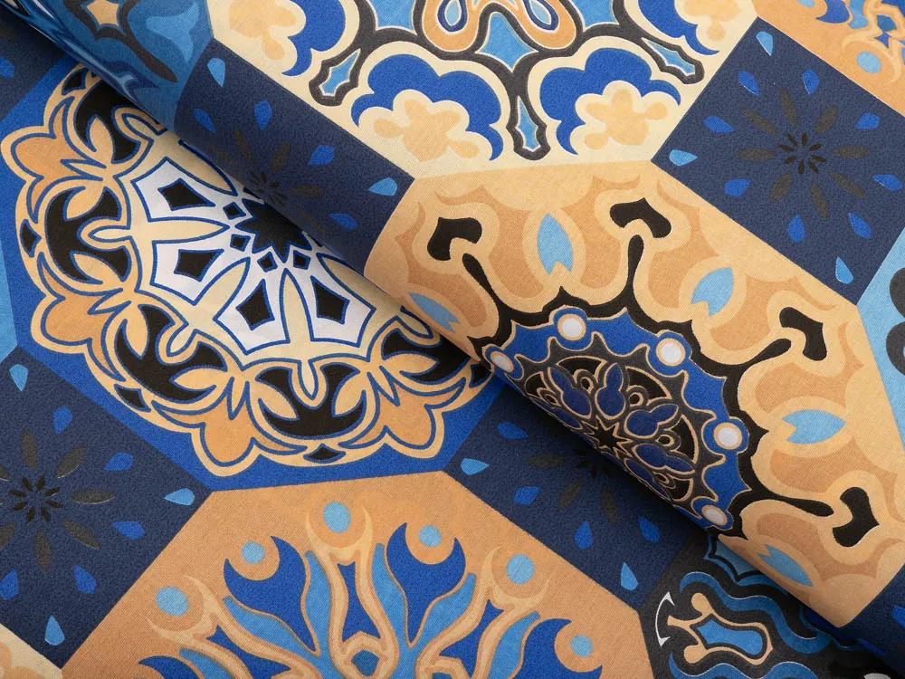 Biante Bavlnený oválny obrus Sandra SA-448 Modro-oranžové marocké dlaždice 120x180 cm