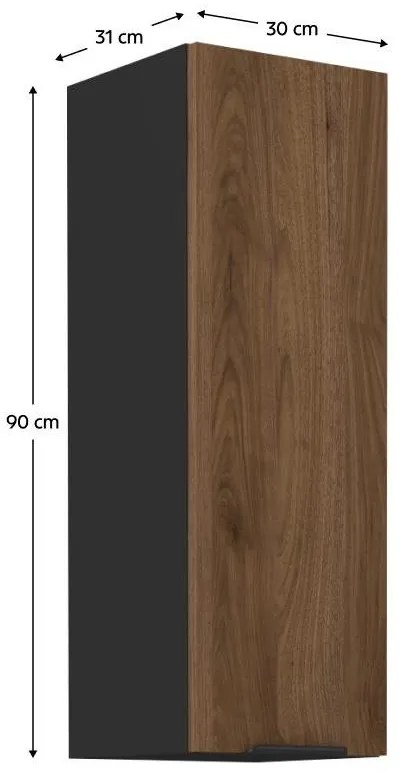 Horná kuchynská skrinka Monzesa 30 G 90 1F (orech okapi + čierna) . Vlastná spoľahlivá doprava až k Vám domov. 1096967