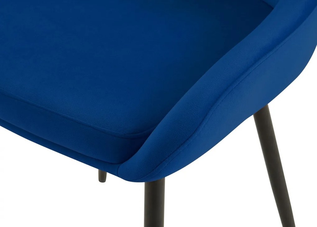 Jedálenská stolička Elmira - zamat, čierny rám - Tmavo modrá