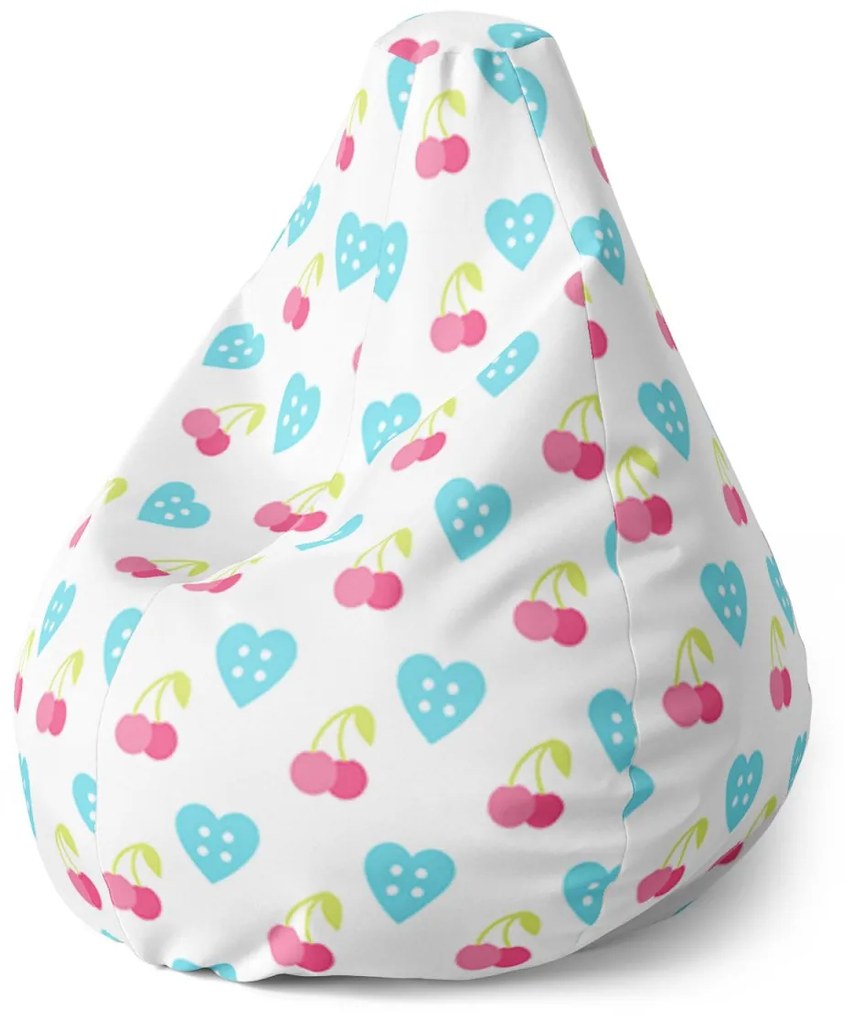 Sablio Sedací vak Pear Čerešne a srdce - 70 x 95 x 15 cm