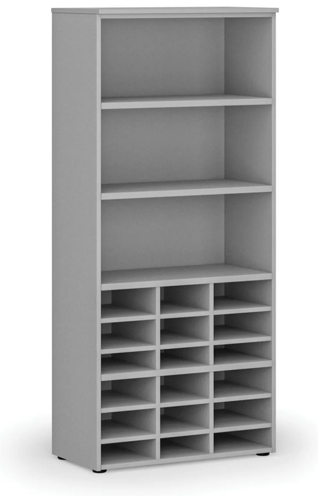 Triediaci regál PRIMO GRAY, 800 x 420 x 1781 mm, 18 priehradok, sivý