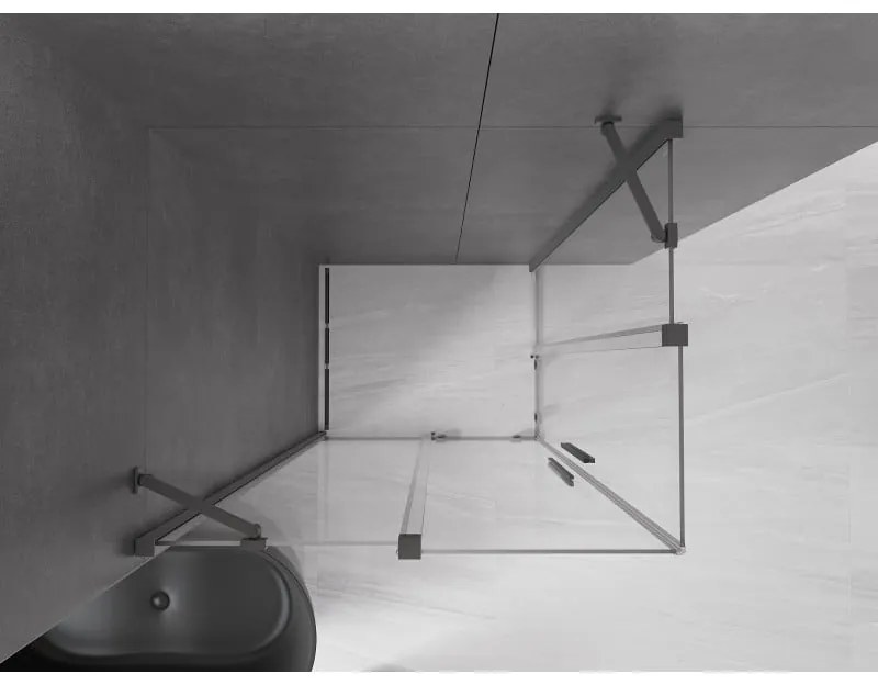 Mexen Velar Duo, sprchový kút s posuvnými dverami 100 x 90 cm, 8mm číre sklo, brúsený grafit, 871-100-090-02-95