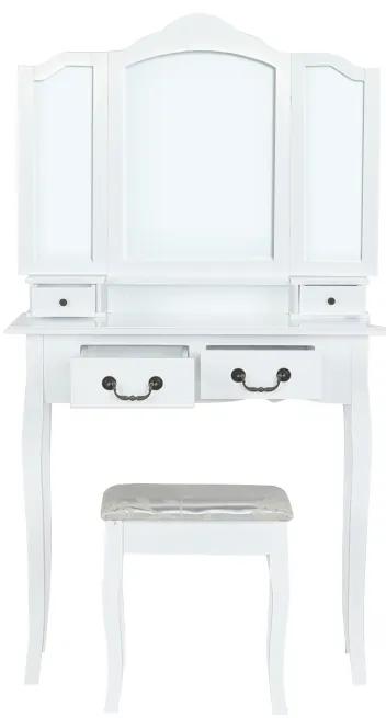 Toaletný stolík s taburetkou Regina New - biela / strieborná / zlatá