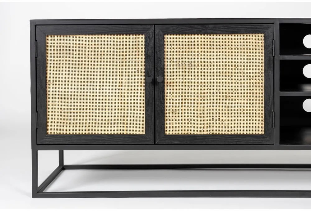 Čierny ratanový TV stolík 38x55 cm Guuji – White Label