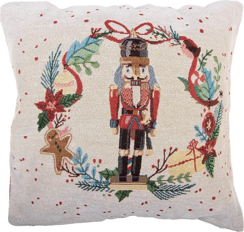 Béžový vankúš s Luskáčikom - 45*45*4 cm