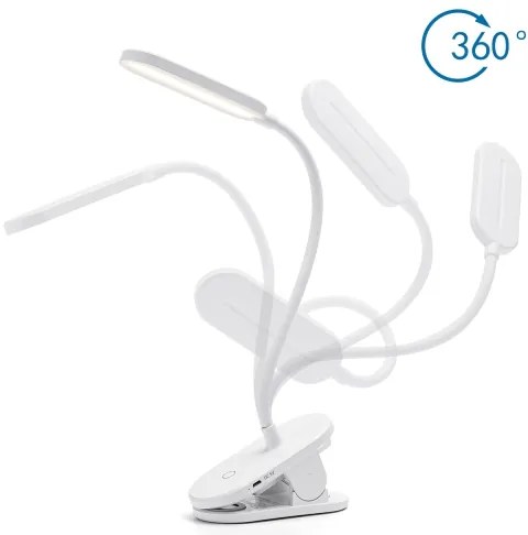 Aigostar - LED Stmievateľná nabíjacia stolná lampa s klipom LED/2,5W/5V 1200mAh biela