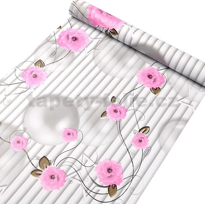 Samolepiace tapety 45 cm x 10 m IMPOL TRADE 9455 kvety s perlami Samolepiace tapety