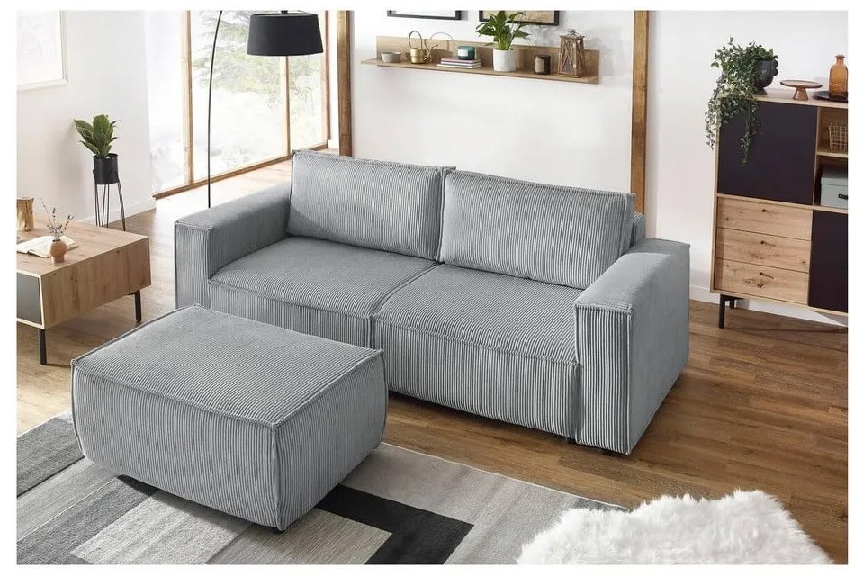 Svetlosivý menčestrový taburet Nihad – Bobochic Paris