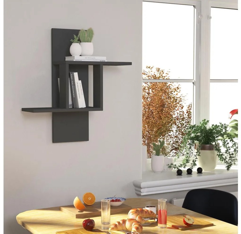 Nástenná polica MILL 70x64 cm antracit