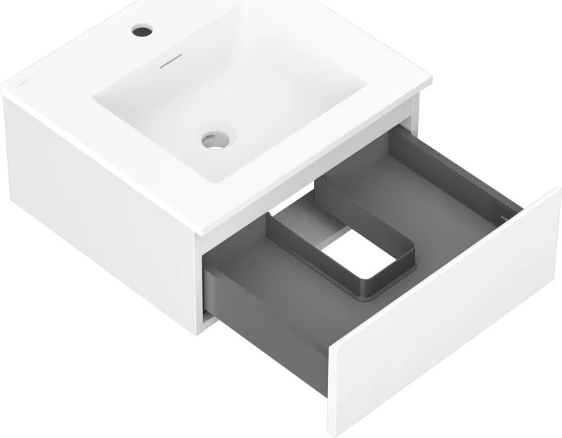 Mexen Orio, kúpeľňová skrinka 50 cm s umývadlom Otis, 1 zásuvka, biela matná, 91A10-05023-1-BF01-W18M01