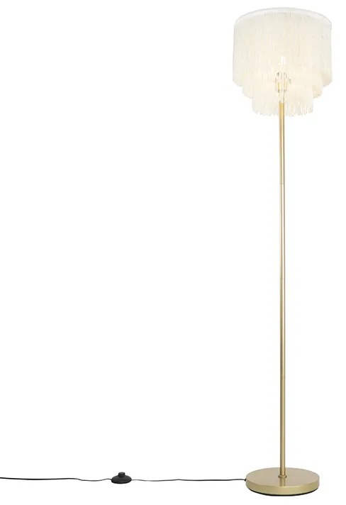 Orientálna stojaca lampa zlatého krémového odtieňa s okrajmi - Franxa