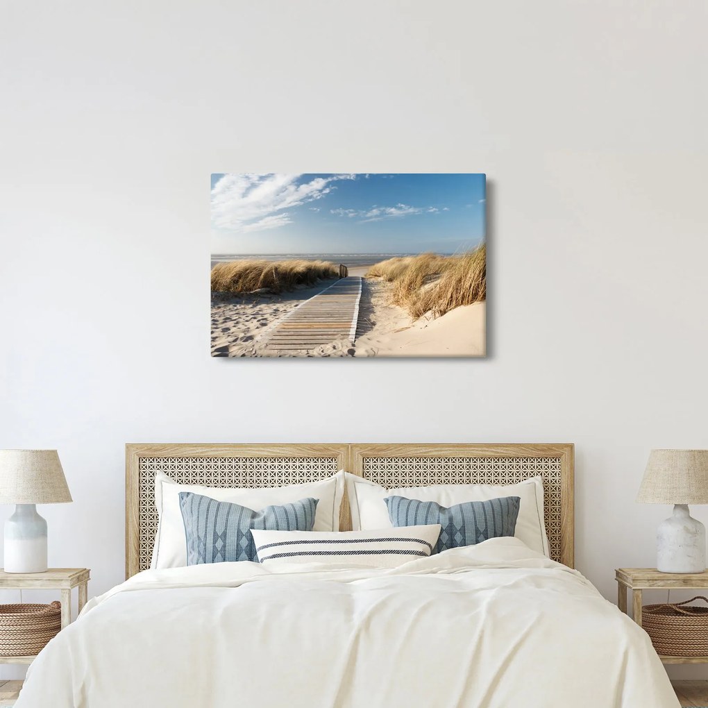Obraz - Piesočná pláž na ostrove Langeoog, Nemecko (90x60 cm)