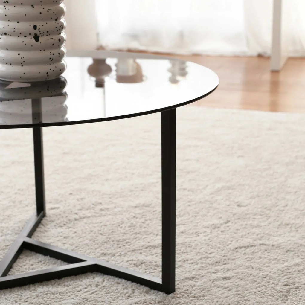 Čierny Konferenčný stolík Trio 75 × 75 × 42 cm HANAH HOME