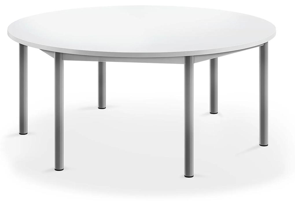 Stôl BORÅS, okrúhly, Ø 1200x500 mm, laminát - biela, strieborná