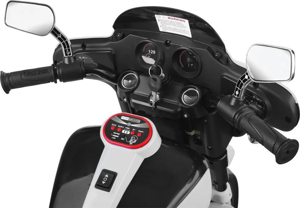 JOKOMISIADA Veľký akumulátorový motorkový chopper pre deti PA0254 biely