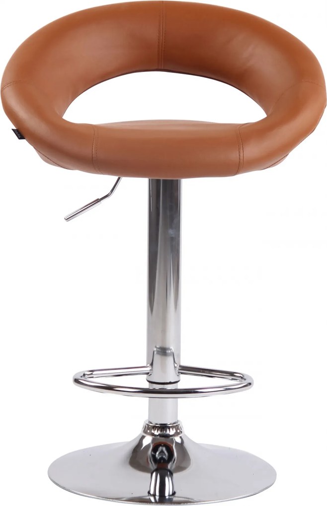 Barová stolička Olinda - koženka, chróm rám - svetlohnedá