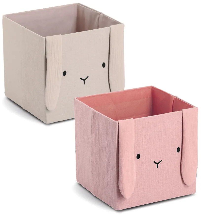Zeller Present Úložné boxy na hračky, čtvercový tvar MUŠELÍN, růžová, 28x28x28