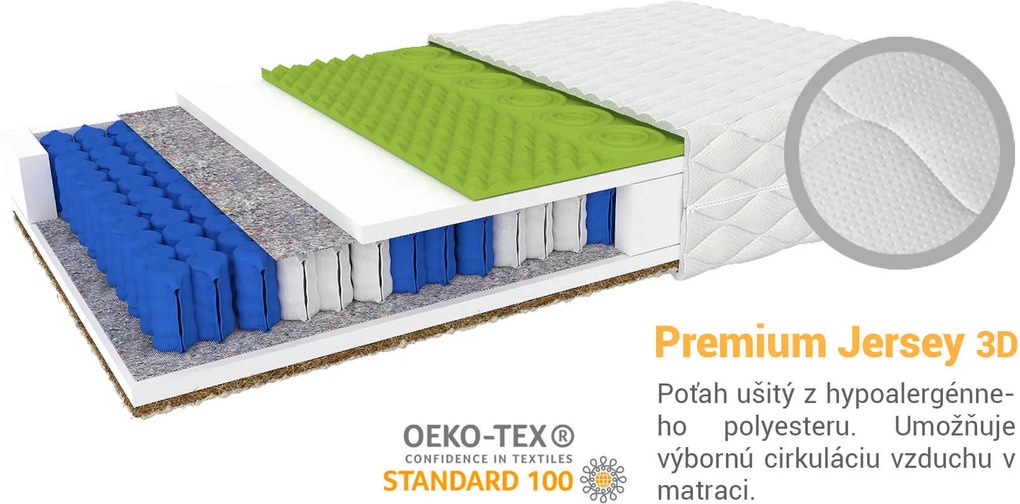 Jaamatrac Kvalitný matrac Vally s taštičkami 200x160 Poťah: Premium Jersey 3D