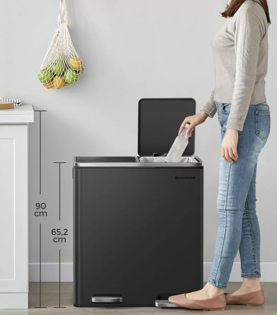 Odpadkový kôš s vekom JORDAN 2x30 L čierny