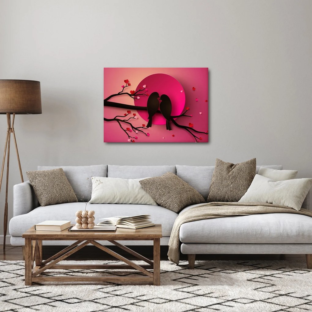 Obraz - Zamilované vtáčiky (70x50 cm)