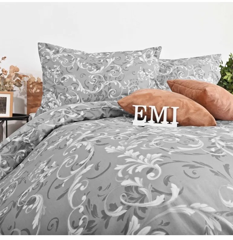 Obliečky bavlnené Royal sivé EMI, Predĺžený set jednolôžko obsahuje 1x 140x220 + 1x 70x90