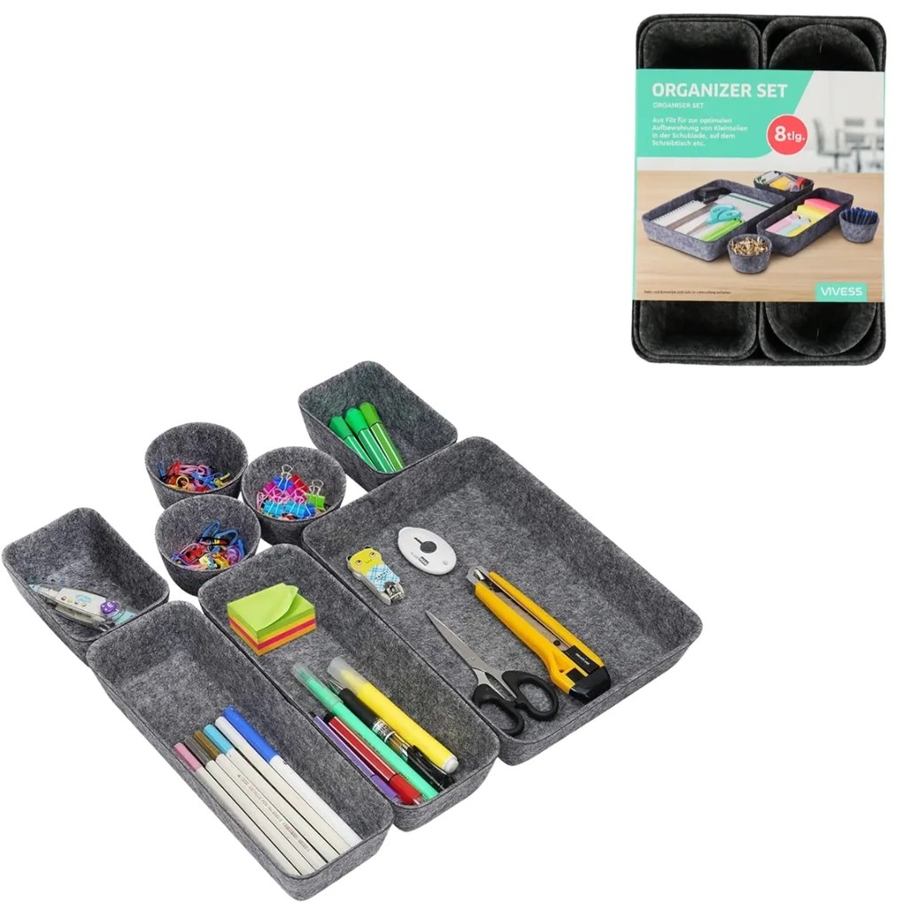 Organizér do zásuviek ZEMBOR - sada 8 ks, sivý