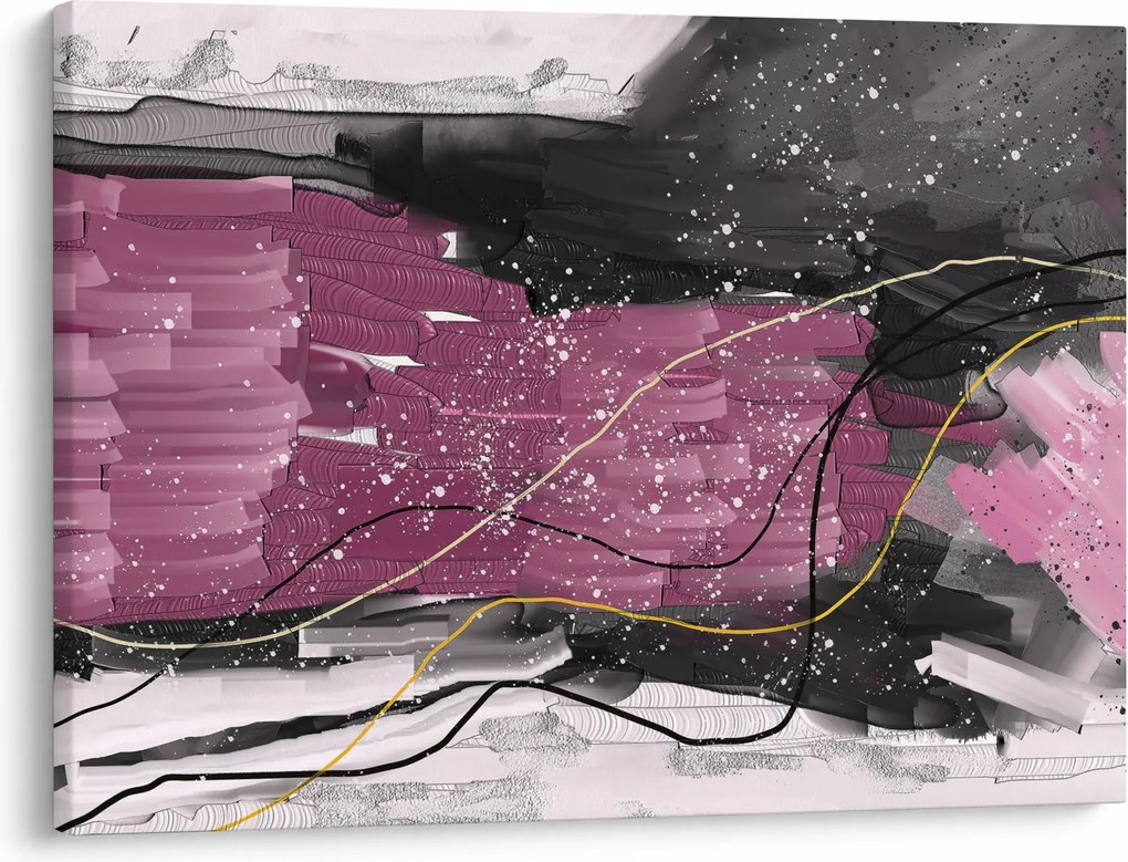 Obraz - Ružovo-čierna abstrakcia (70x50 cm)