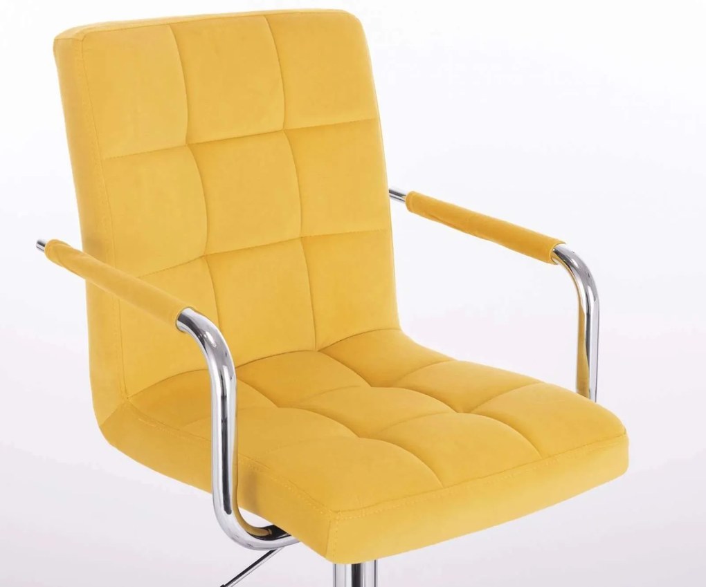 LuxuryForm DESIGN Stolička VERONA VELUR na strieborné podstave s kolieskami - žltá