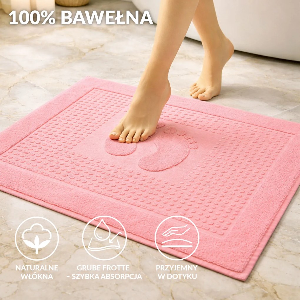 PODLOŽKA DO KÚPEĽNE HOTEL FEET 50X70 CM RUŽOVÁ