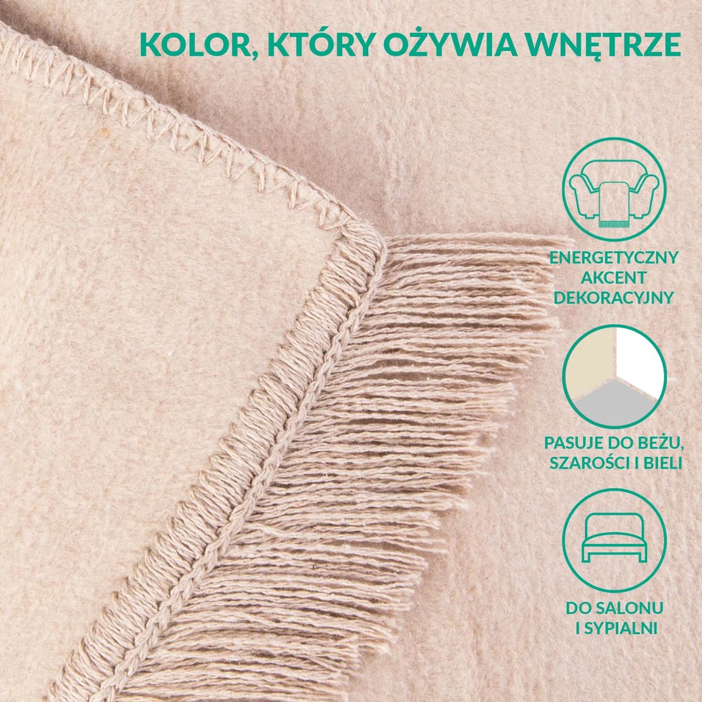 BAVLNENÁ DEKA BAT 150X200 CM SVETLOBÉŽOVÁ