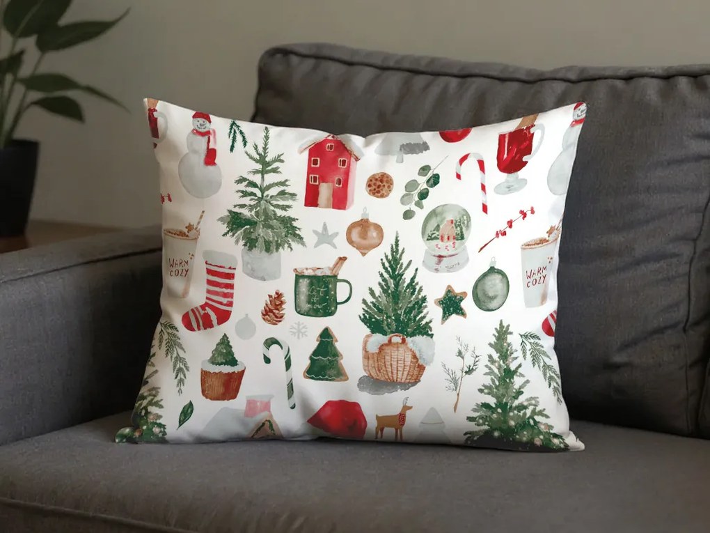 Sada 2 ks dekoračných obliečok na vankúš MAGIC CHRISTMAS 50x70 cm, biela