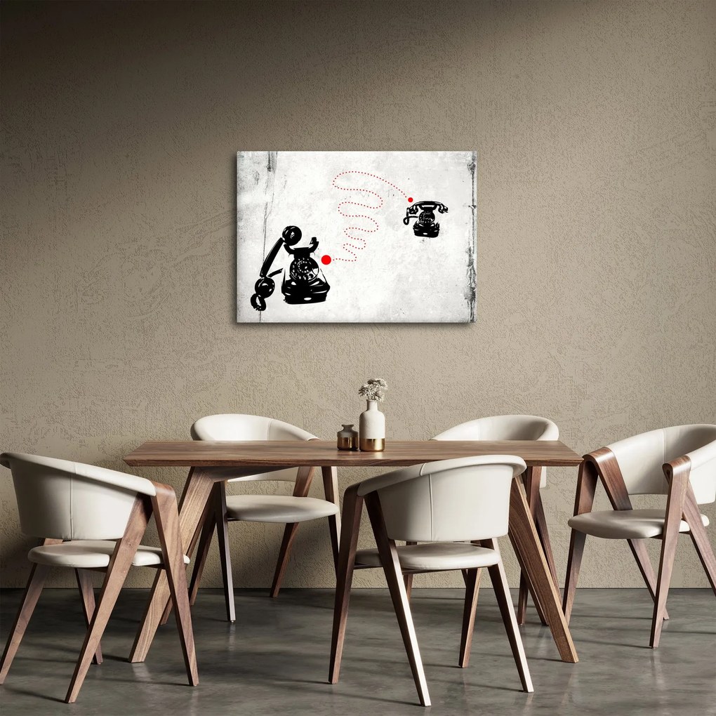 Obraz - Kresba telefónu na štýl Banksyho (70x50 cm)
